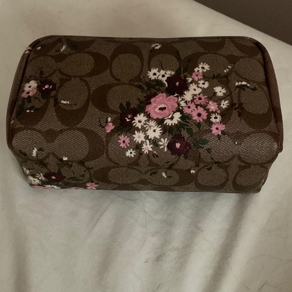Floral Brown Cosmetic Bag